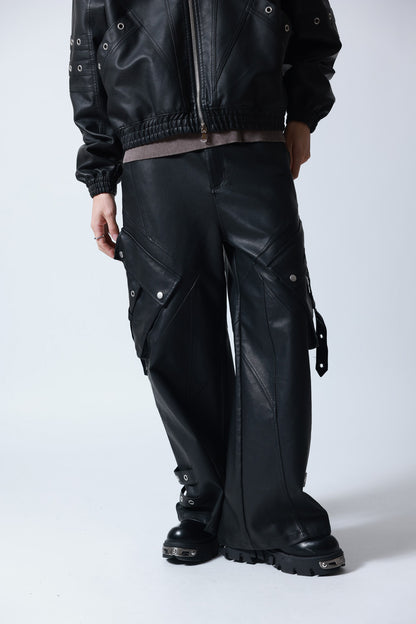 【P.N UNDERGROUND】加工PU ワイドカーゴパンツ (745413)