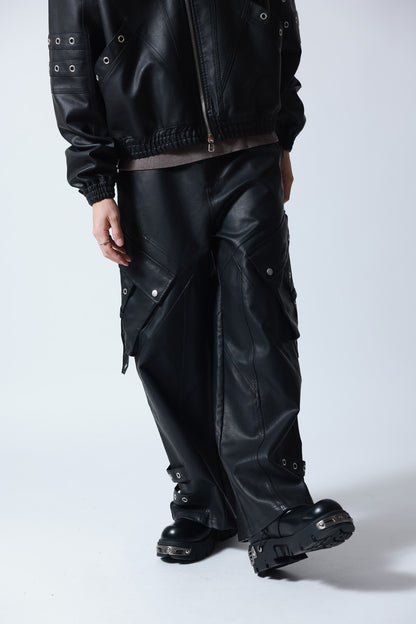 【P.N UNDERGROUND】加工PU ワイドカーゴパンツ (745413)