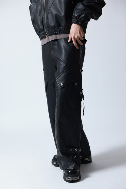 【P.N UNDERGROUND】加工PU ワイドカーゴパンツ (745413)