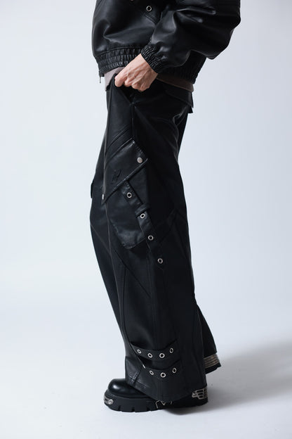 【P.N UNDERGROUND】加工PU ワイドカーゴパンツ (745413)