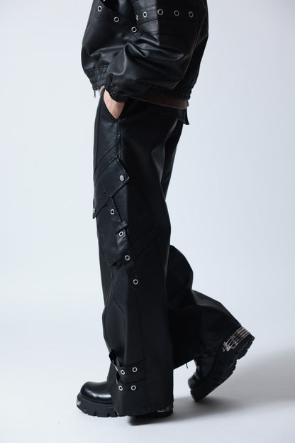 【P.N UNDERGROUND】加工PU ワイドカーゴパンツ (745413)