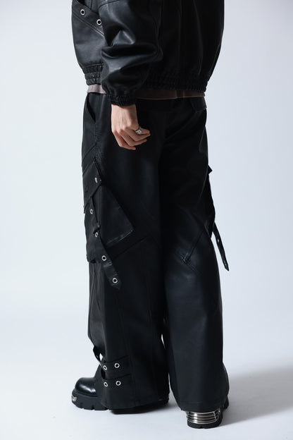 【P.N UNDERGROUND】加工PU ワイドカーゴパンツ (745413)