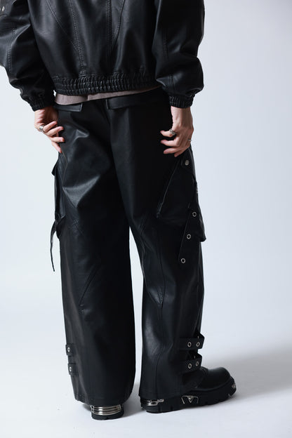 【P.N UNDERGROUND】加工PU ワイドカーゴパンツ (745413)