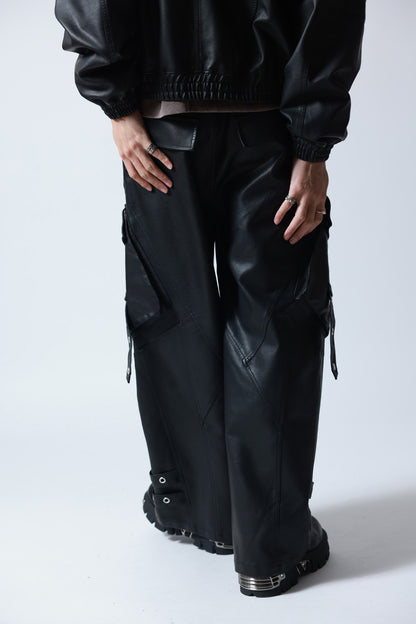 【P.N UNDERGROUND】加工PU ワイドカーゴパンツ (745413)