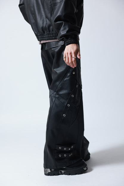 【P.N UNDERGROUND】加工PU ワイドカーゴパンツ (745413)