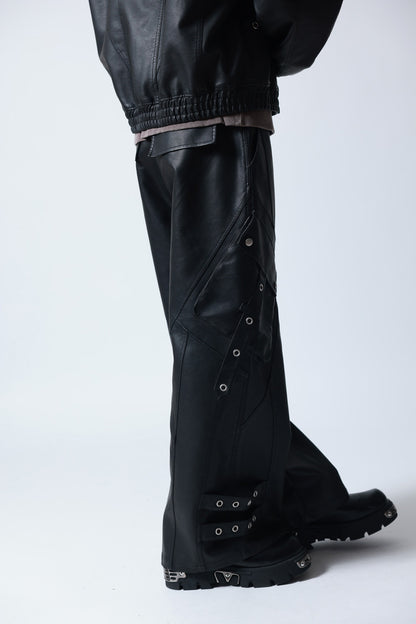 【P.N UNDERGROUND】加工PU ワイドカーゴパンツ (745413)