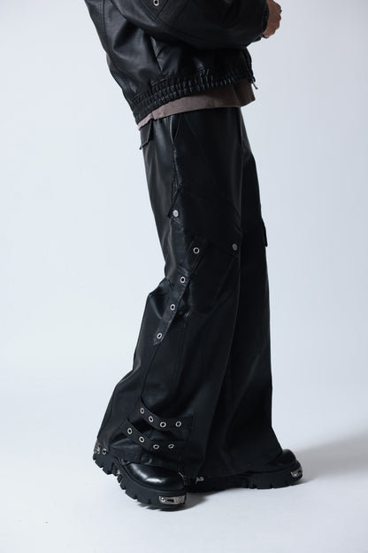 【P.N UNDERGROUND】加工PU ワイドカーゴパンツ (745413)