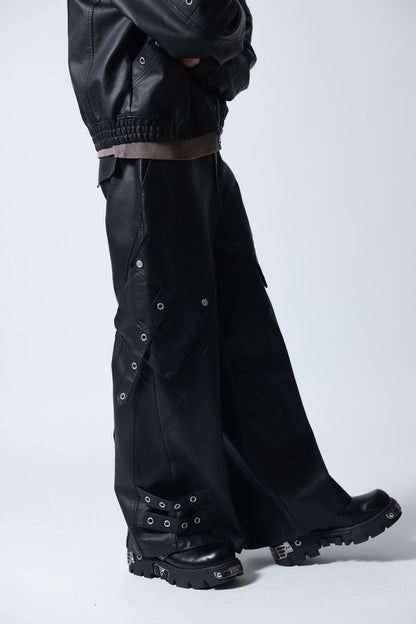 【P.N UNDERGROUND】加工PU ワイドカーゴパンツ (745413)