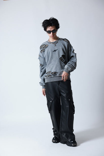 【P.N UNDERGROUND】ダメージレイヤード クルーネック (745404)