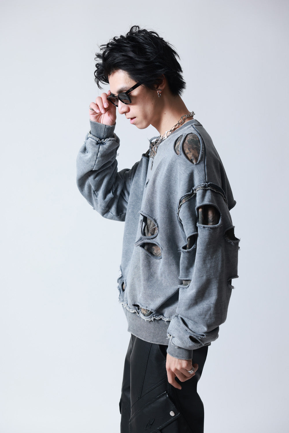 【P.N UNDERGROUND】ダメージレイヤード クルーネック (745404)