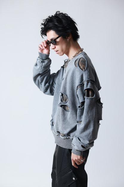 【P.N UNDERGROUND】ダメージレイヤード クルーネック (745404)