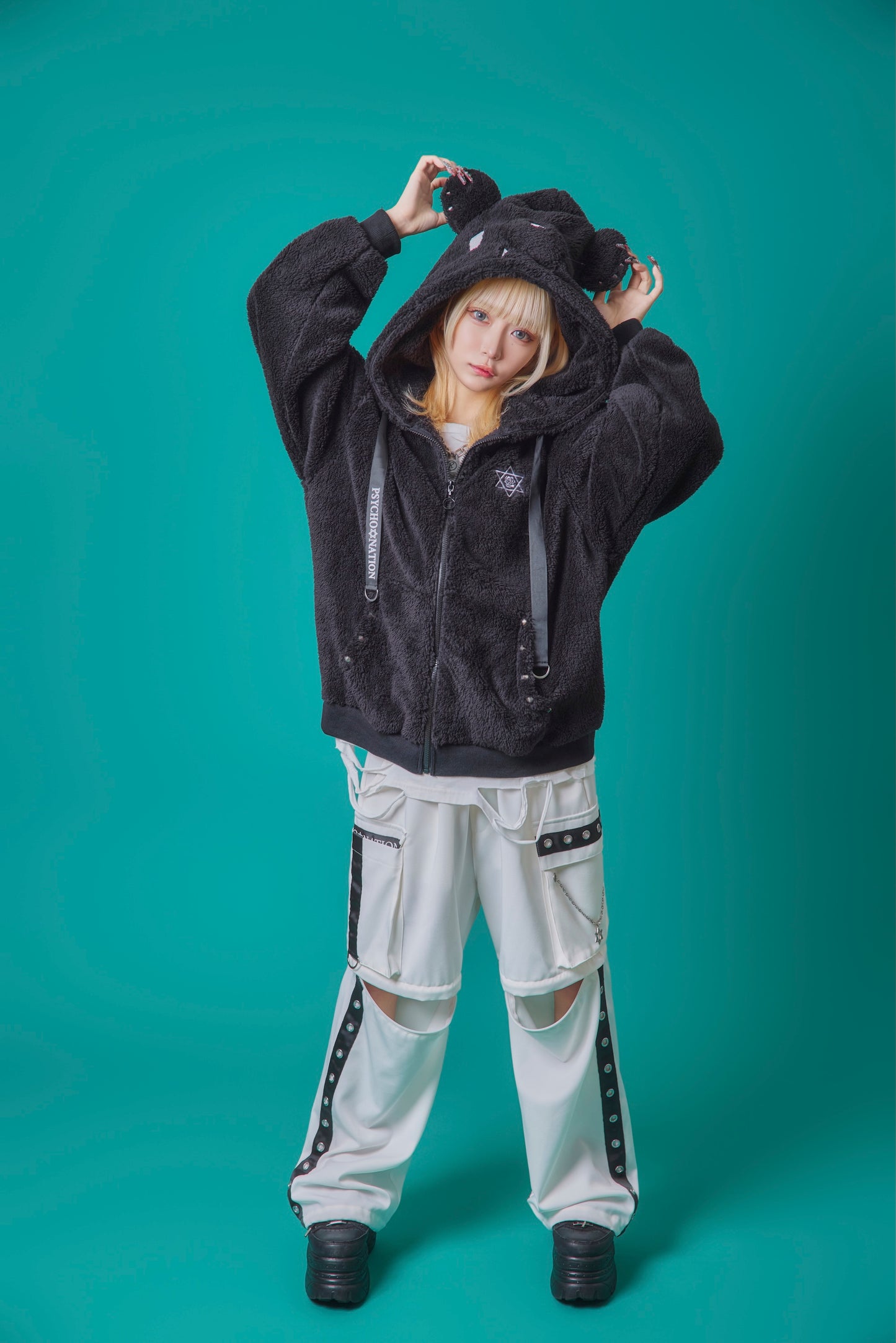 【PSYCHO NATION】クマ耳 ボア ZIP パーカー(745603)