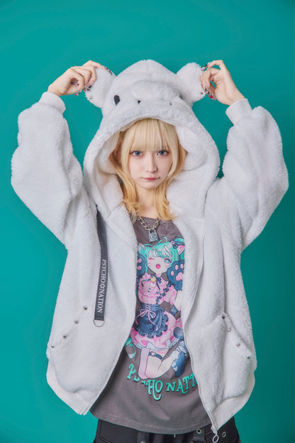 【PSYCHO NATION】クマ耳 ボア ZIP パーカー(745603)
