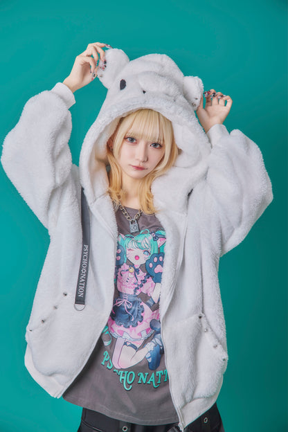 【PSYCHO NATION】クマ耳 ボア ZIP パーカー(745603)