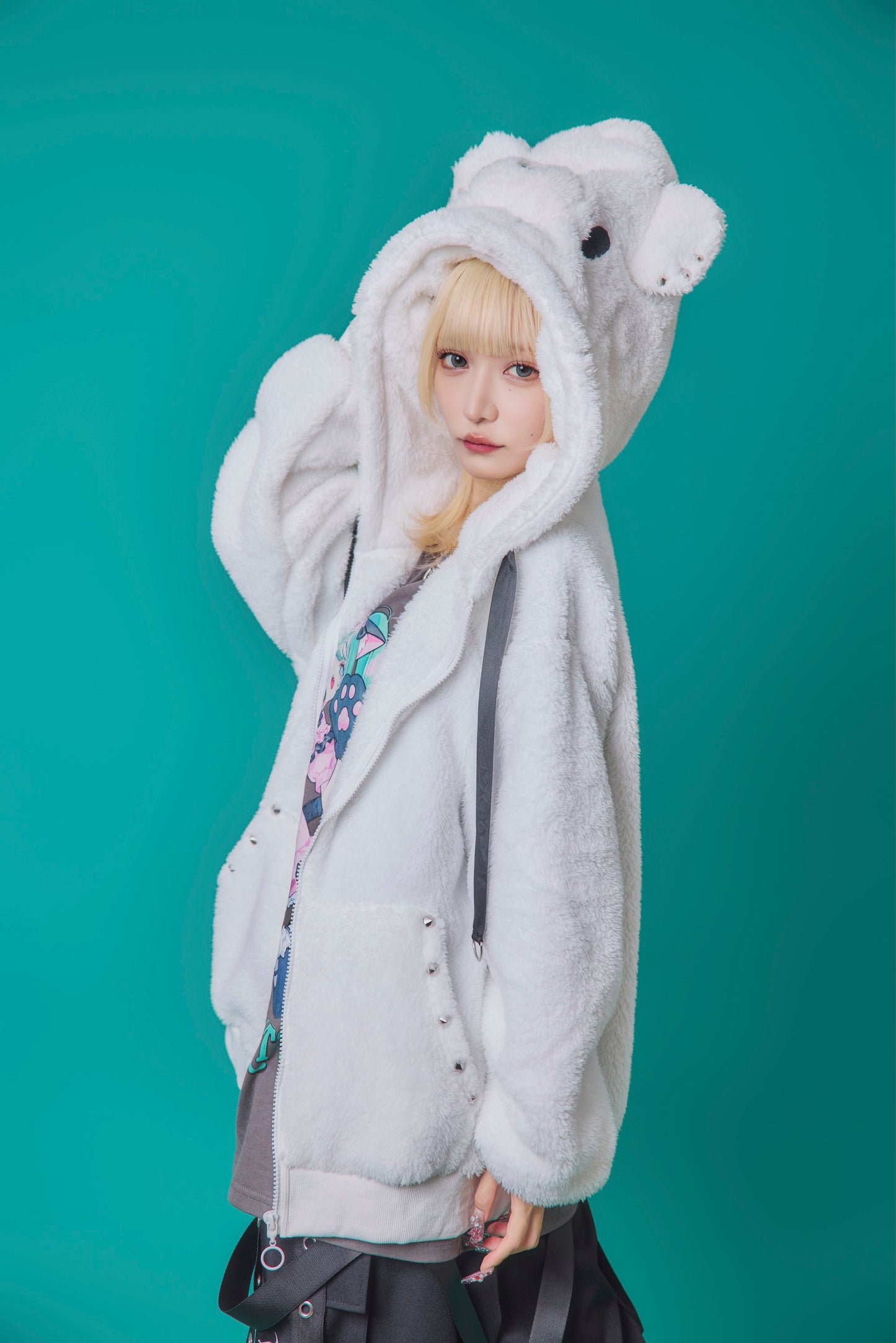 【PSYCHO NATION】クマ耳 ボア ZIP パーカー(745603)