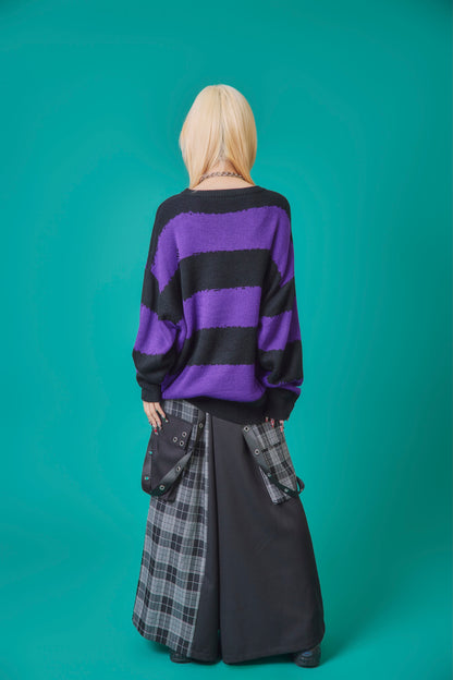 【PSYCHO NATION】スカルボーダー ダメージクルーネックニット(745200)