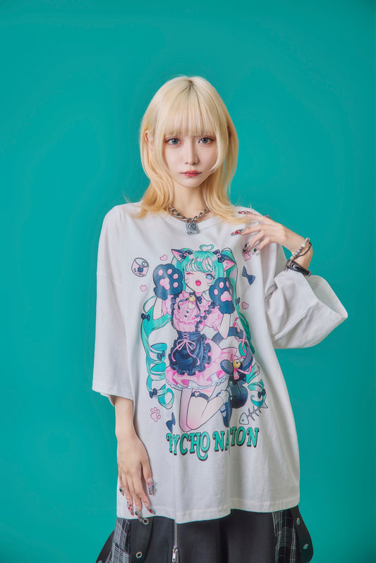 【PSYCHO NATION】× 寝田ルネ  猫耳メイド TEE (735600)
