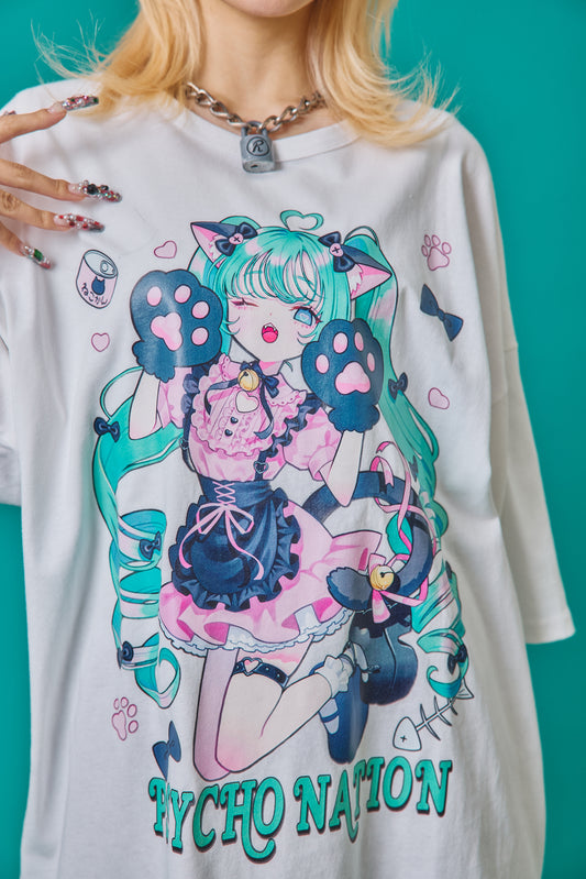 【PSYCHO NATION】× 寝田ルネ  猫耳メイド TEE (735600)