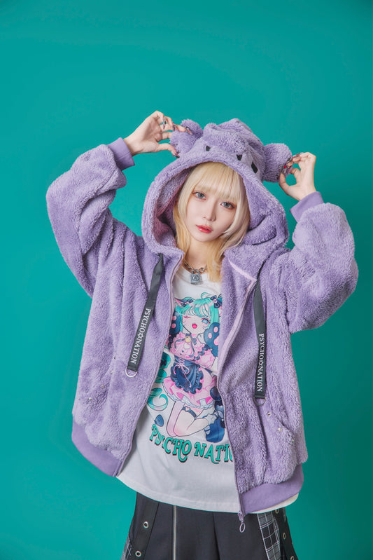 【PSYCHO NATION】クマ耳 ボア ZIP パーカー(745603)