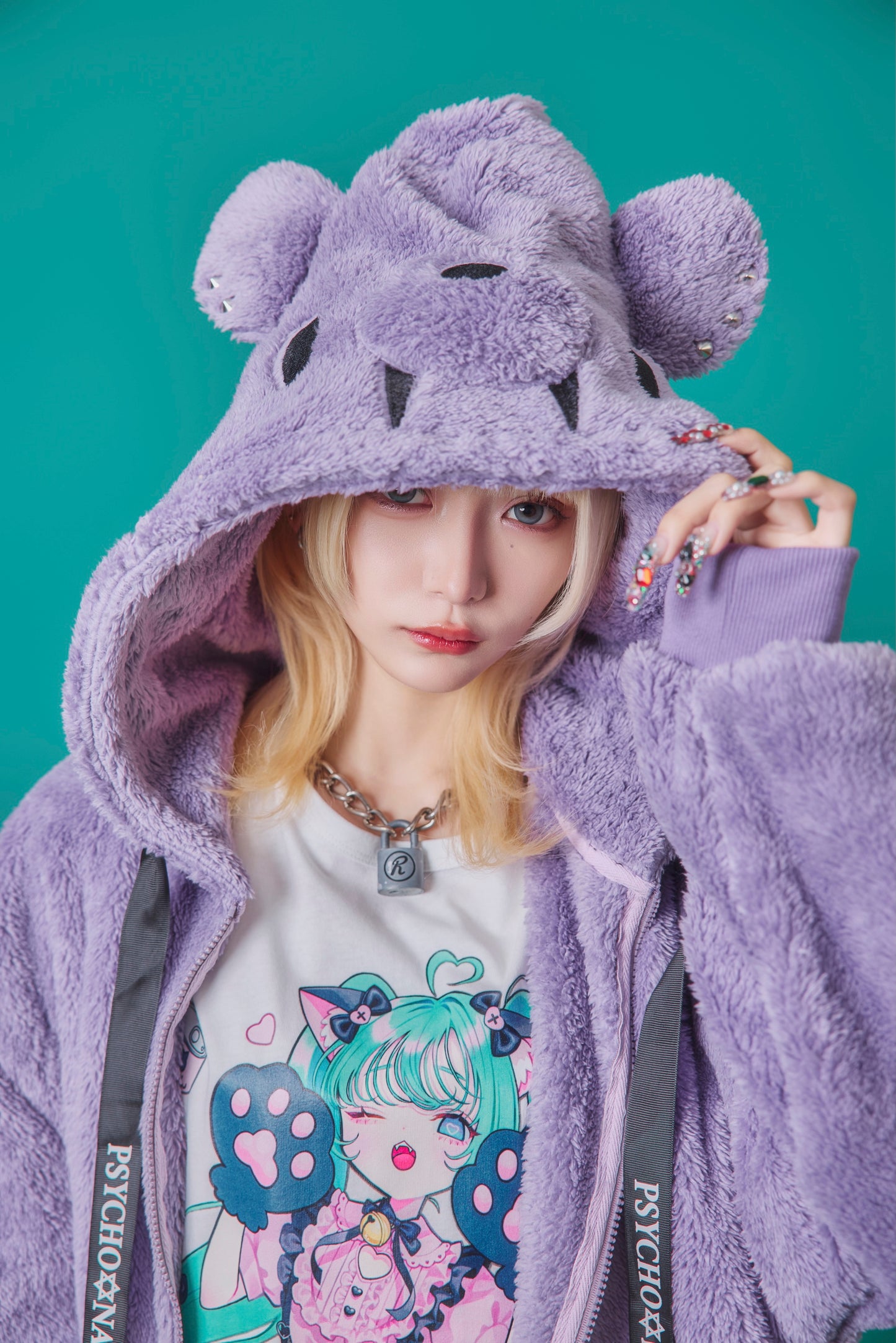 【PSYCHO NATION】クマ耳 ボア ZIP パーカー(745603)