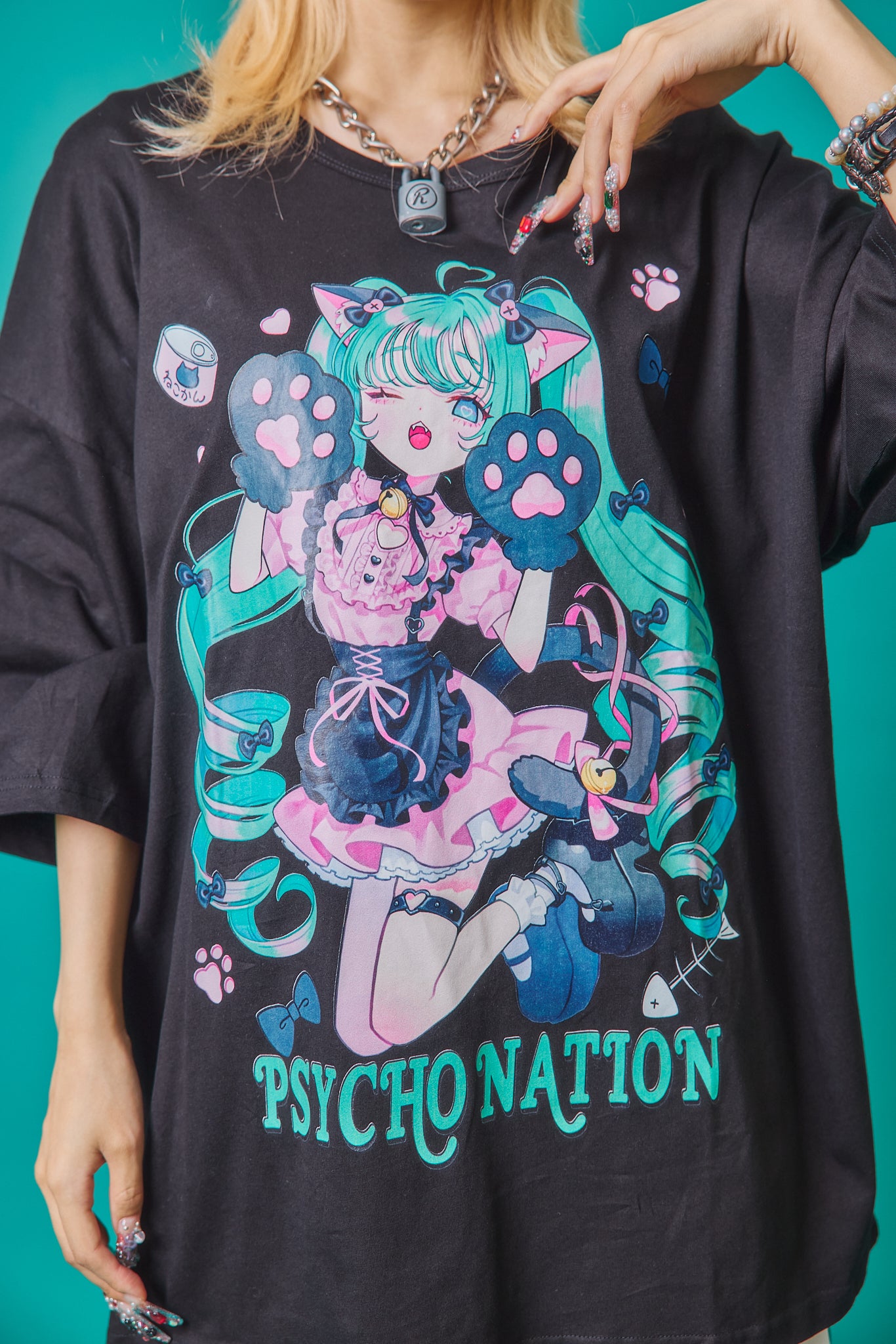 【PSYCHO NATION】× 寝田ルネ  猫耳メイド TEE (735600)