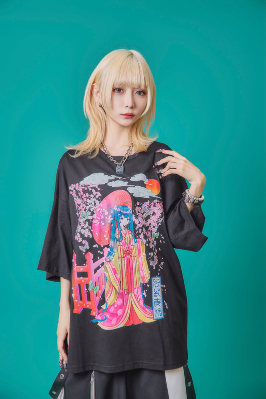 【PSYCHO NATION】× 寝田ルネ  桜着物TEE (735601)