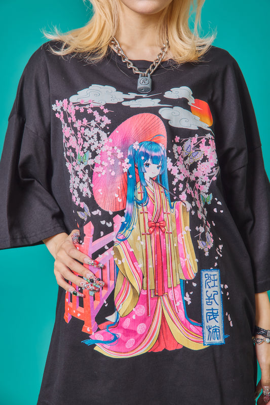 【PSYCHO NATION】× 寝田ルネ  桜着物TEE (735601)