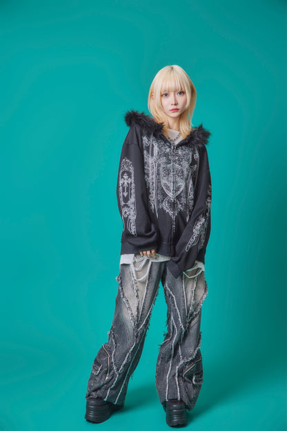 【PSYCHO NATION】アンティークストーン ファー脱着 ZIP PK(745504)