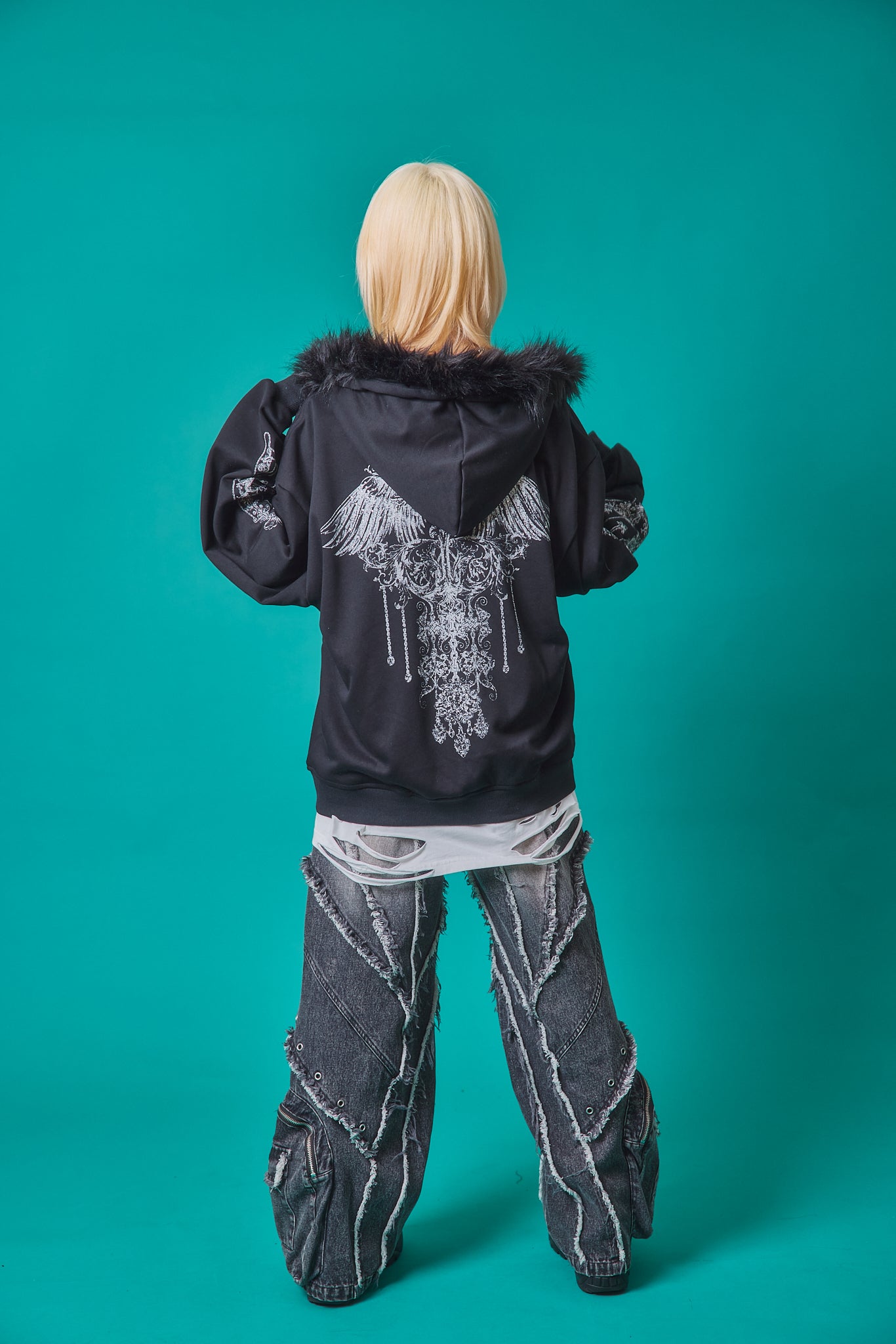 【PSYCHO NATION】アンティークストーン ファー脱着 ZIP PK(745504)