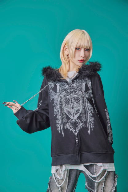 【PSYCHO NATION】アンティークストーン ファー脱着 ZIP PK(745504)