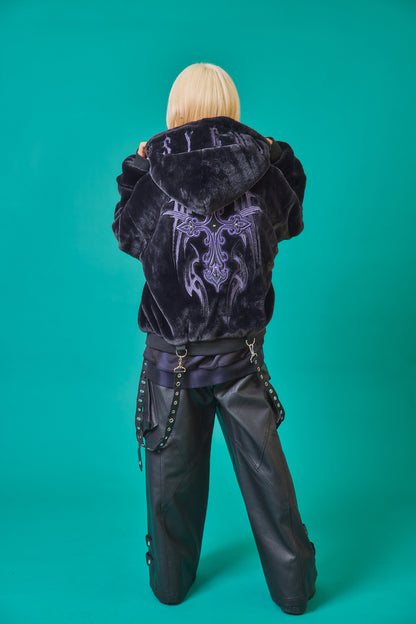 【PSYCHO NATION】トライバルクロス ファーフードブルゾン(745401)