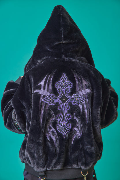 【PSYCHO NATION】トライバルクロス ファーフードブルゾン(745401)