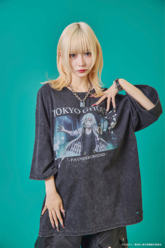【P.N UNDERGROUND×東京喰種】鈴屋什造ダメージ TEE (735622)