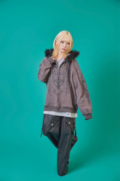 【PSYCHO NATION】アンティークストーン ファー脱着 ZIP PK(745504)