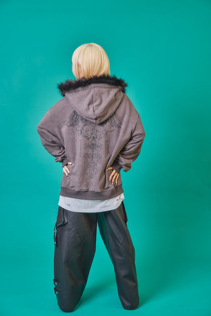 【PSYCHO NATION】アンティークストーン ファー脱着 ZIP PK(745504)