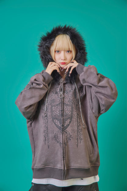 【PSYCHO NATION】アンティークストーン ファー脱着 ZIP PK(745504)