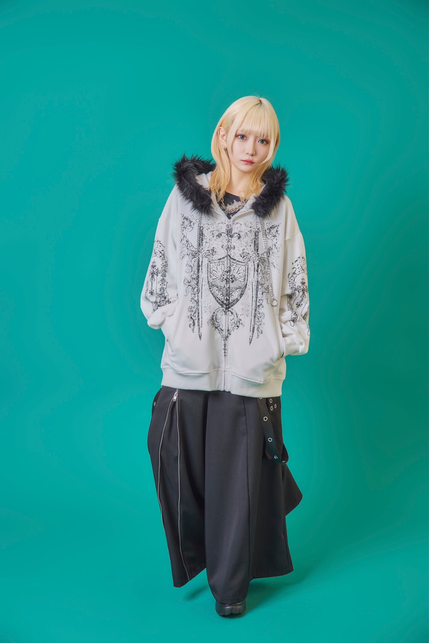 【PSYCHO NATION】アンティークストーン ファー脱着 ZIP PK(745504)