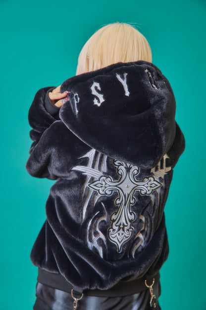 【PSYCHO NATION】トライバルクロス ファーフードブルゾン(745401)