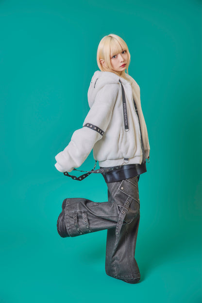 【PSYCHO NATION】トライバルクロス ファーフードブルゾン(745401)