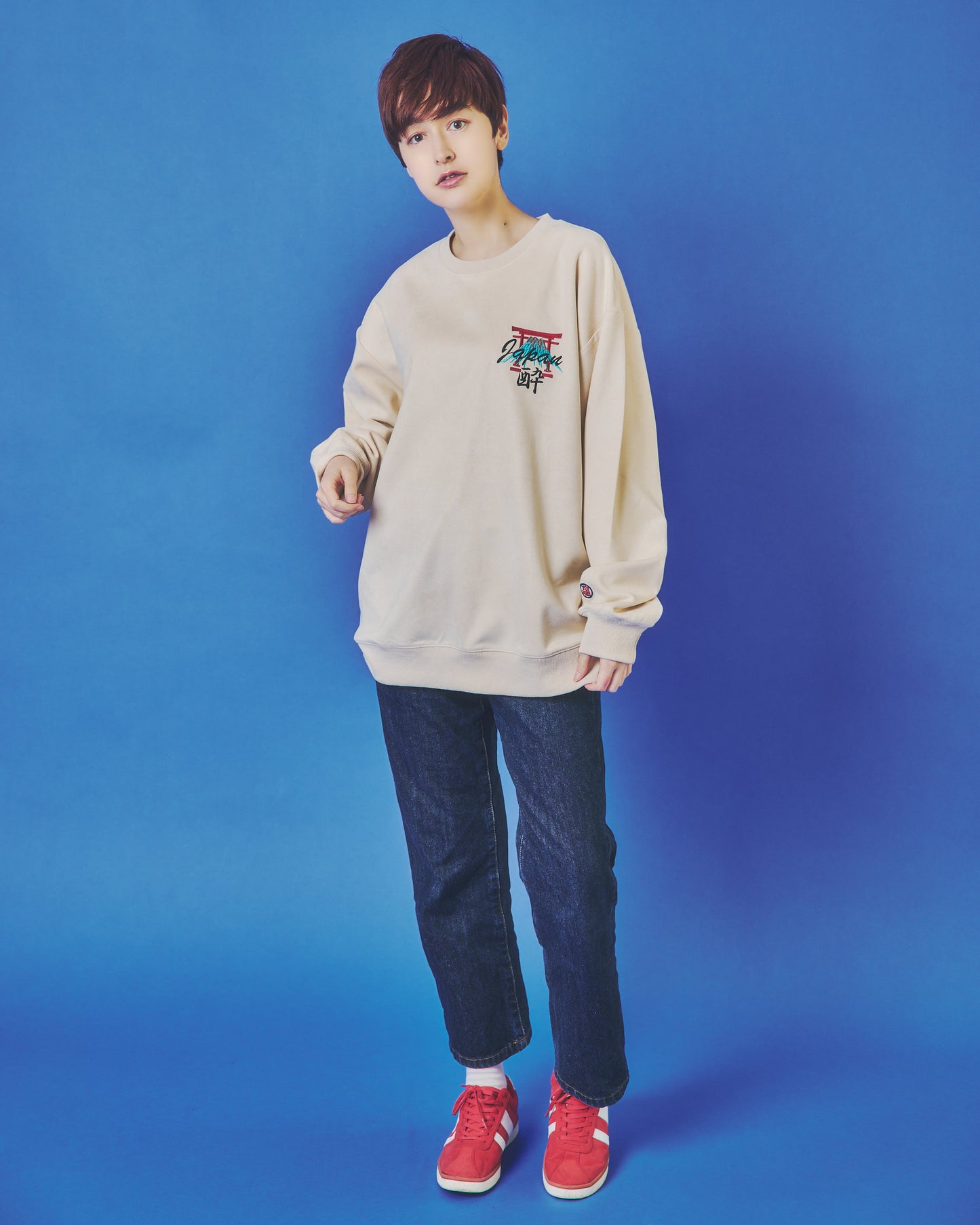 【YOIDORE】 スカ刺繍 スエードタッチ クルーネック (845617)