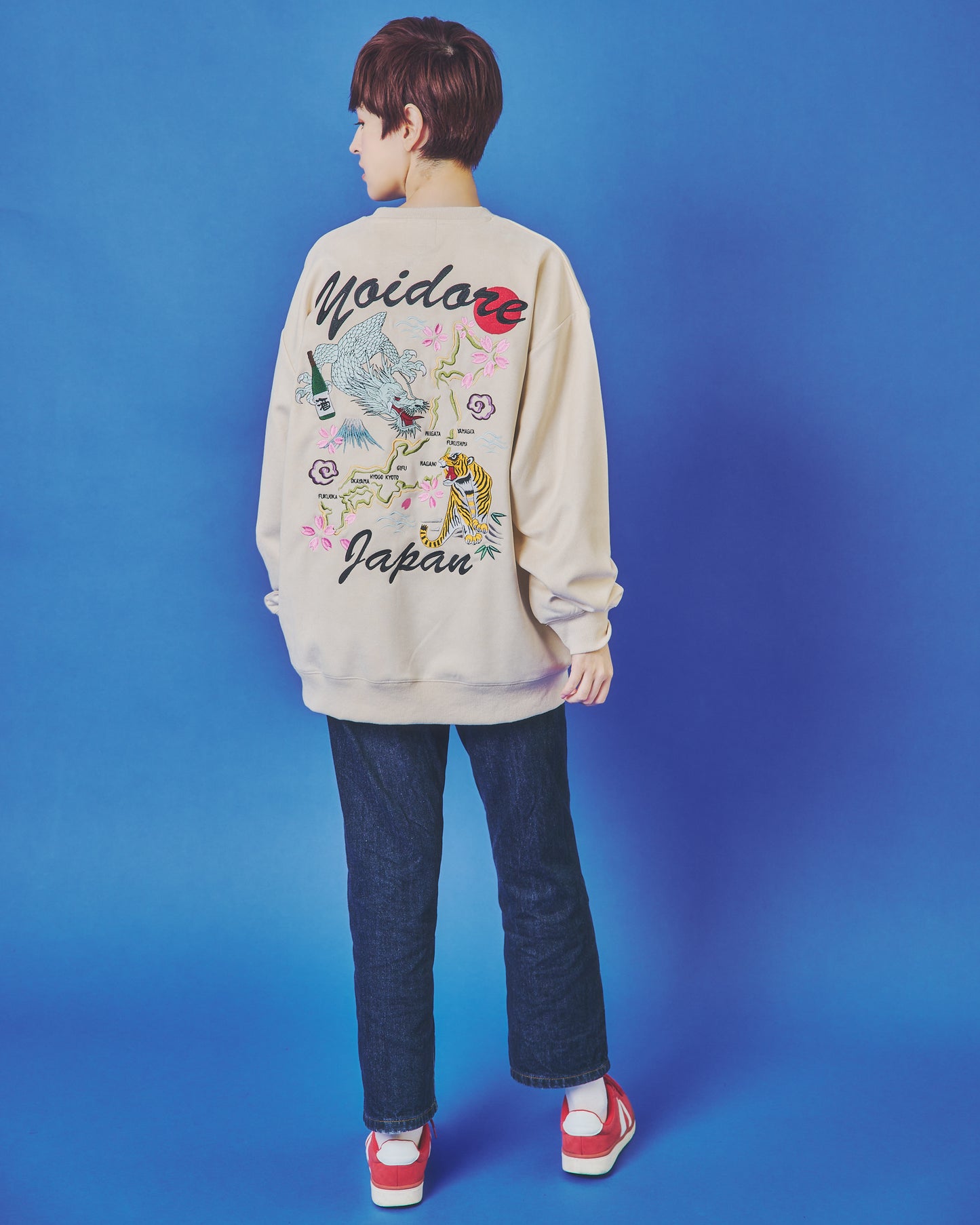 【YOIDORE】 スカ刺繍 スエードタッチ クルーネック (845617)