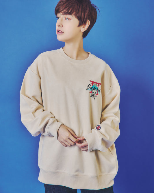 【YOIDORE】 スカ刺繍 スエードタッチ クルーネック (845617)