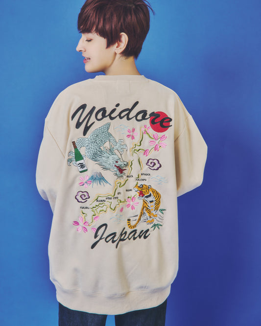 【YOIDORE】 スカ刺繍 スエードタッチ クルーネック (845617)