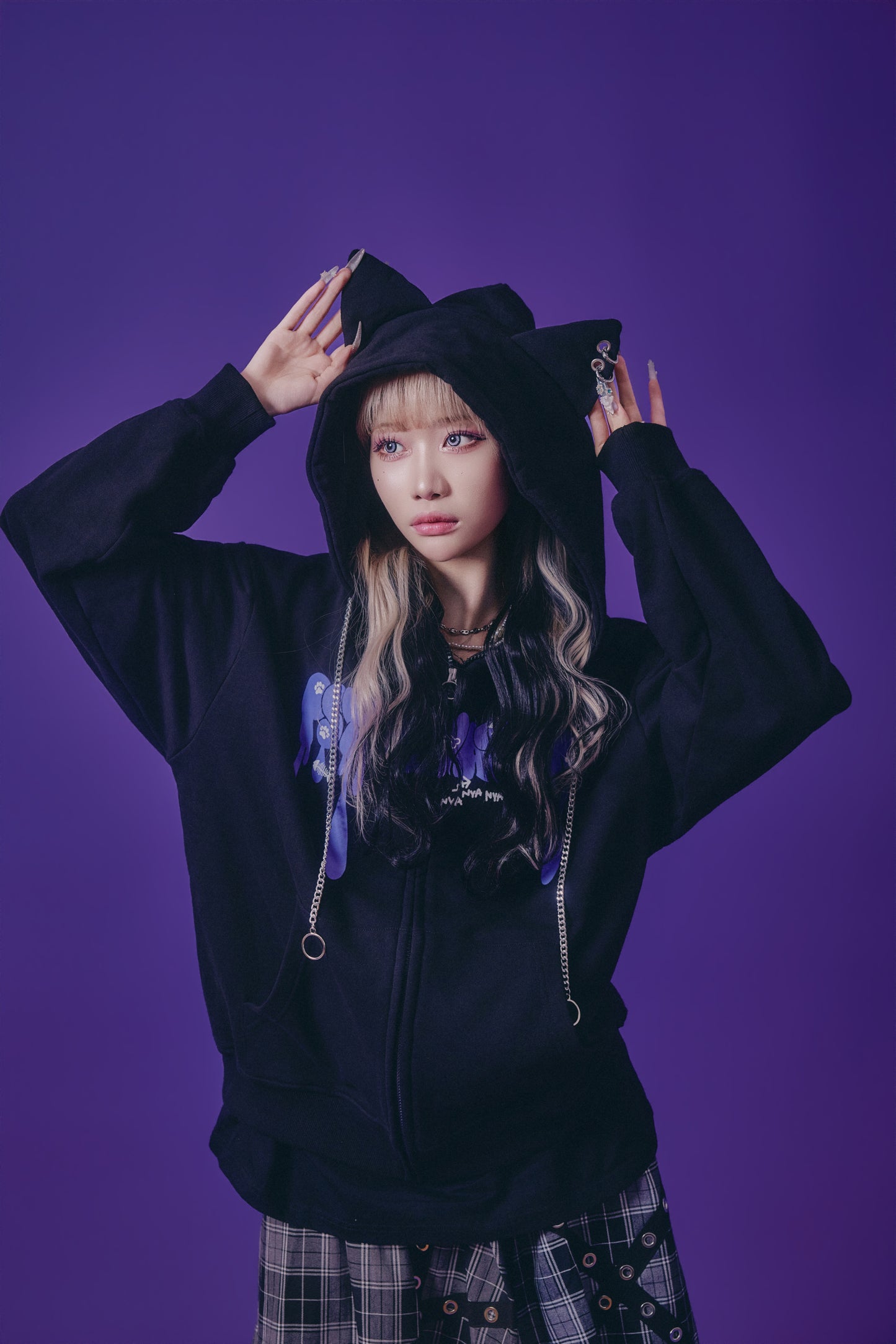 【PSYCHO NATION】× たぶん、無理。  木天蓼にゃん子 ZIP パーカー(716801)