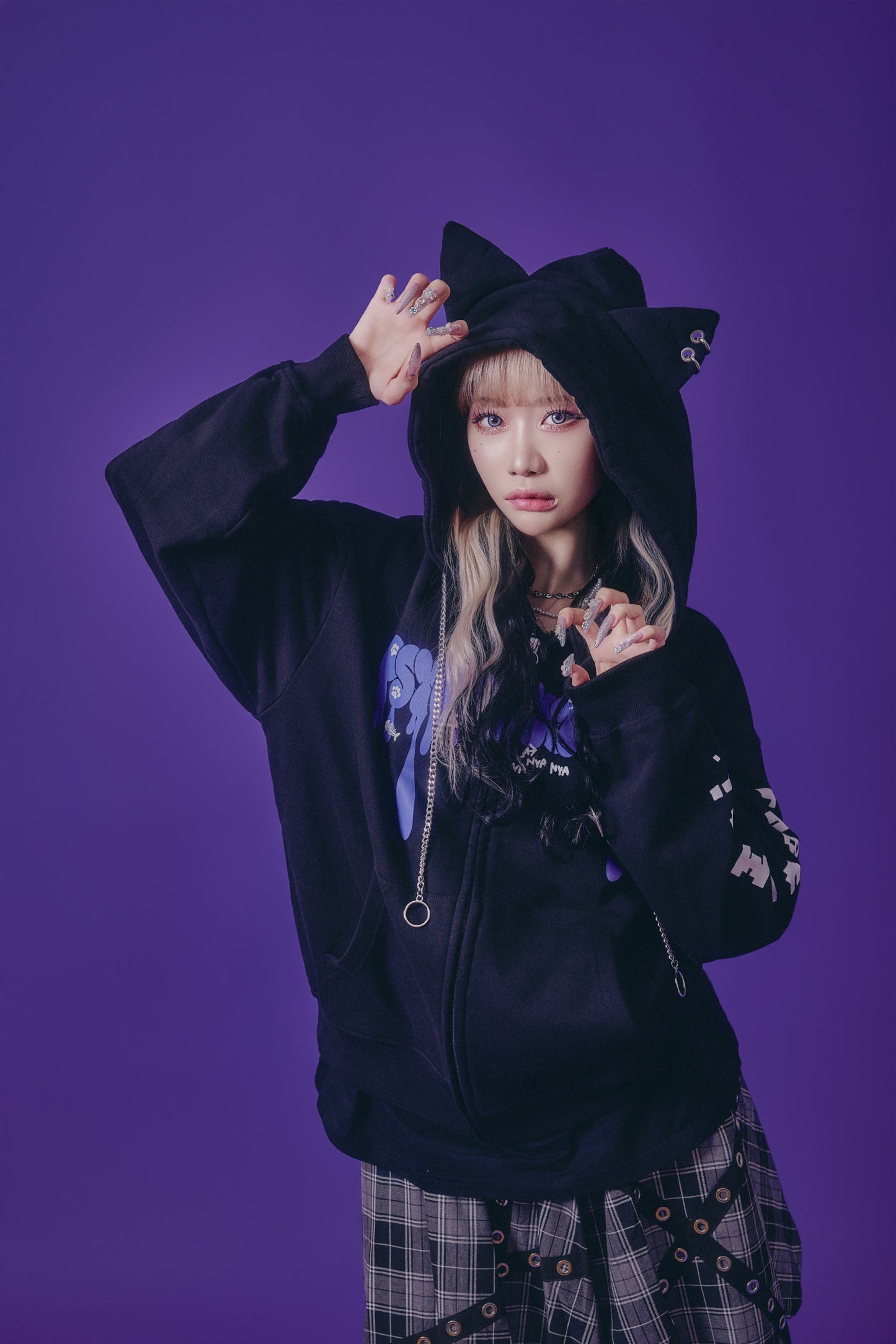 【PSYCHO NATION】× たぶん、無理。  木天蓼にゃん子 ZIP パーカー(716801)