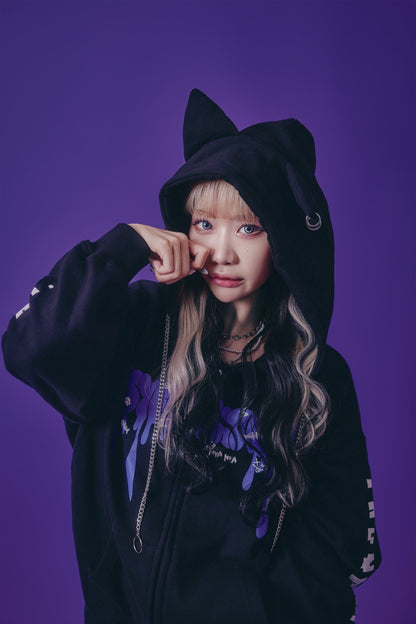 【PSYCHO NATION】× たぶん、無理。  木天蓼にゃん子 ZIP パーカー(716801)