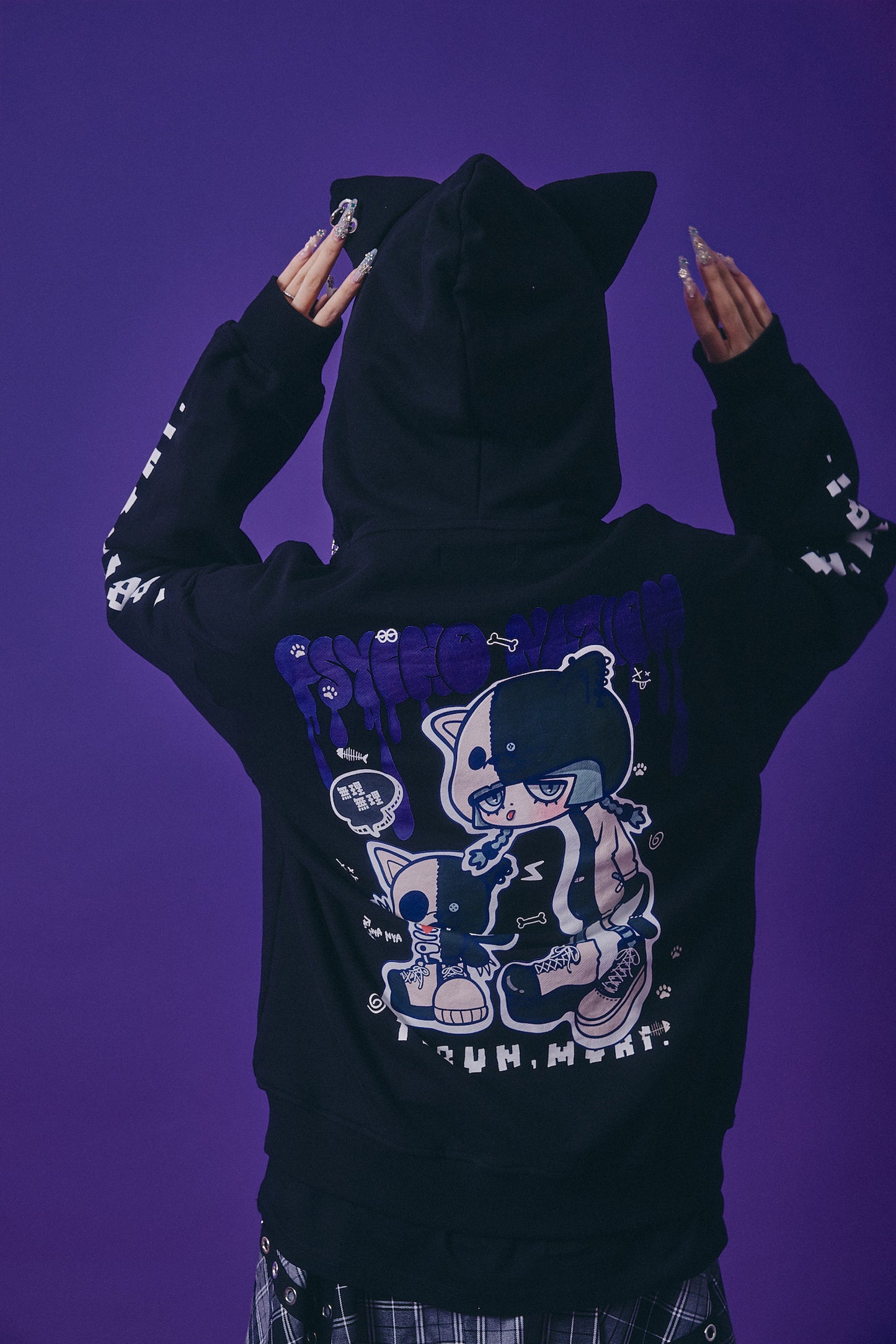 【PSYCHO NATION】× たぶん、無理。  木天蓼にゃん子 ZIP パーカー(716801)