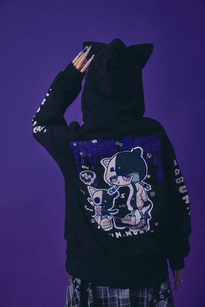 【PSYCHO NATION】× たぶん、無理。  木天蓼にゃん子 ZIP パーカー(716801)