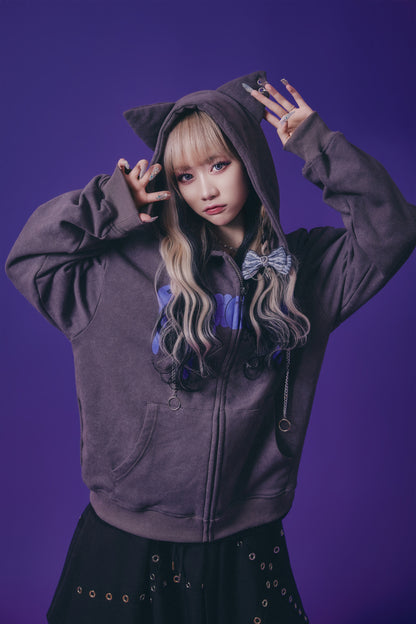 【PSYCHO NATION】× たぶん、無理。  木天蓼にゃん子 ZIP パーカー(716801)