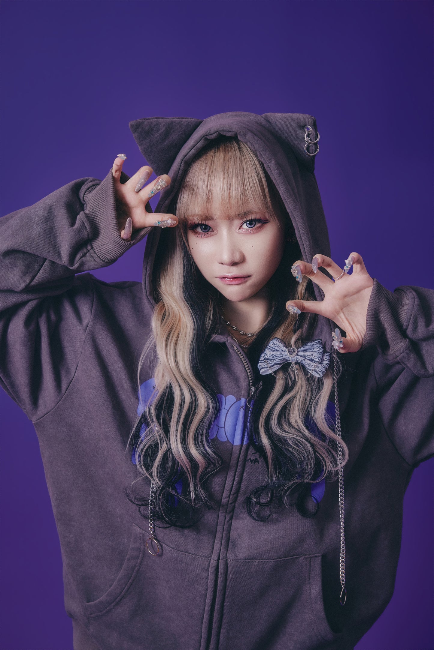 【PSYCHO NATION】× たぶん、無理。  木天蓼にゃん子 ZIP パーカー(716801)